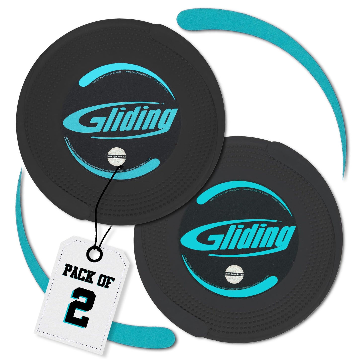 Gliding Discs for Working Out - Black - Sliding Discs for Carpet Floors, 1 Pair, Authentic Original Discs for Full Body Resistance Workout, Includes 4 Streaming Video Workouts - Home Exercise