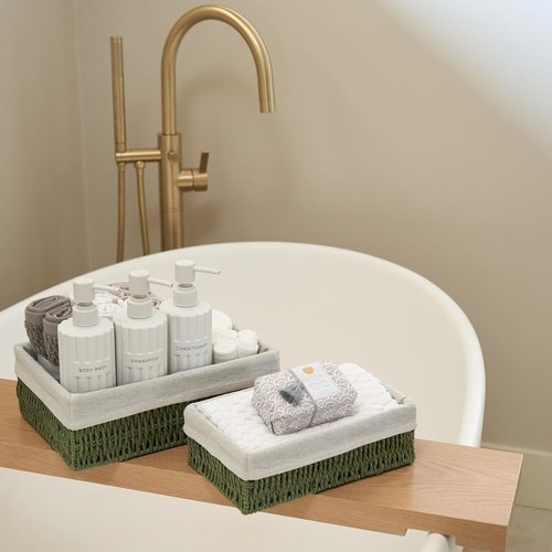 Beautiful Toilet Paper Storage Basket Set of 2 - Decorative Wicker Bathroom Organizer for Stylish Decor