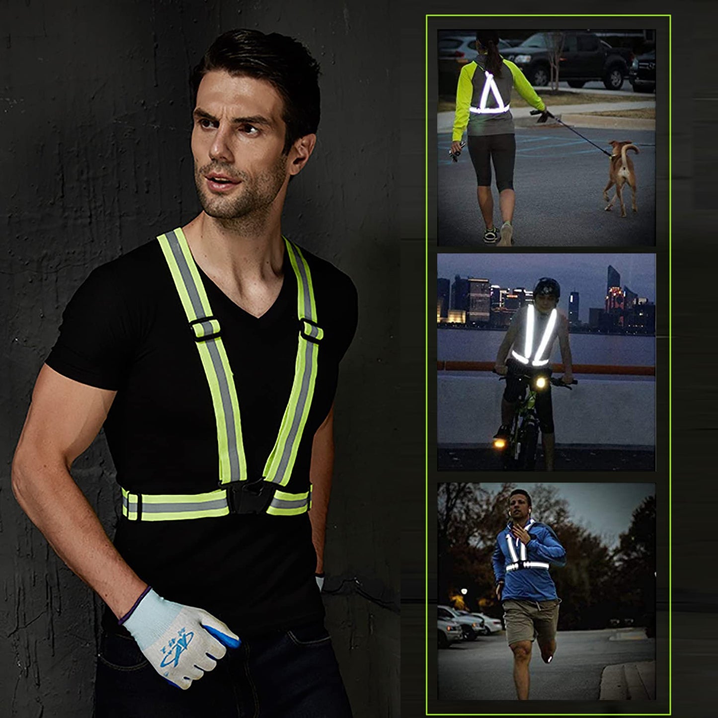 Reflective Safety Vest 2pcs - High Visibility Vest Adjustable Straps for Outdoor Jogging, Cycling, Walking,Construction Workers,Traffic Control,and Outdoor. Fits Men Women (Green + Orange)