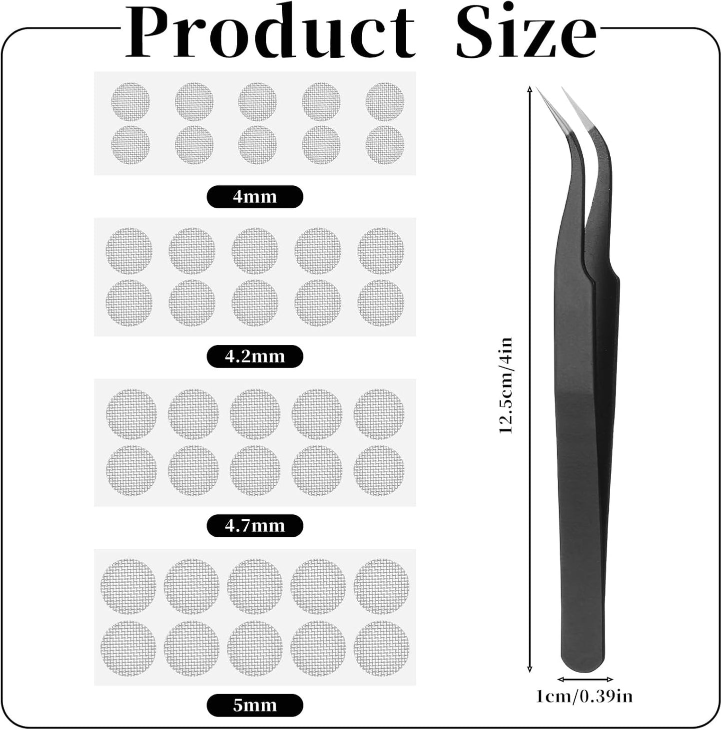Macuezu 40 Filter(4mm, 4.2mm, 4.7mm, 5mm) Pcs Earbuds Dust Filter Replacement Kit with Tweezers, Anti-Dust Mesh