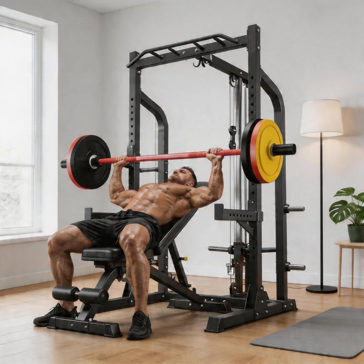 7ft Olympic Barbell 45 LB, Medium-Carbon Steel Weight Lifting Bar, 1500LB Capacity, 28mm Grip, 8 Needle Bearings, Fits 2" Plates for Powerlifting, Deadlift, Bench Press & Home Gym