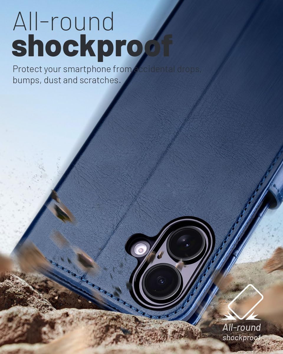17 6.3 Inch 2025, OCASE Compatible with iPhone Wallet Case, PU Leather Flip Folio Case with Card Holders RFID Blocking