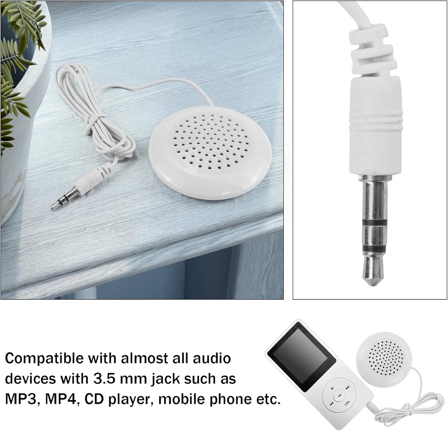 ZJIVQO 5 3.5mm MP3 Pcs Pillow Speaker, New Mini Stereo Speaker for Phone Portable CD