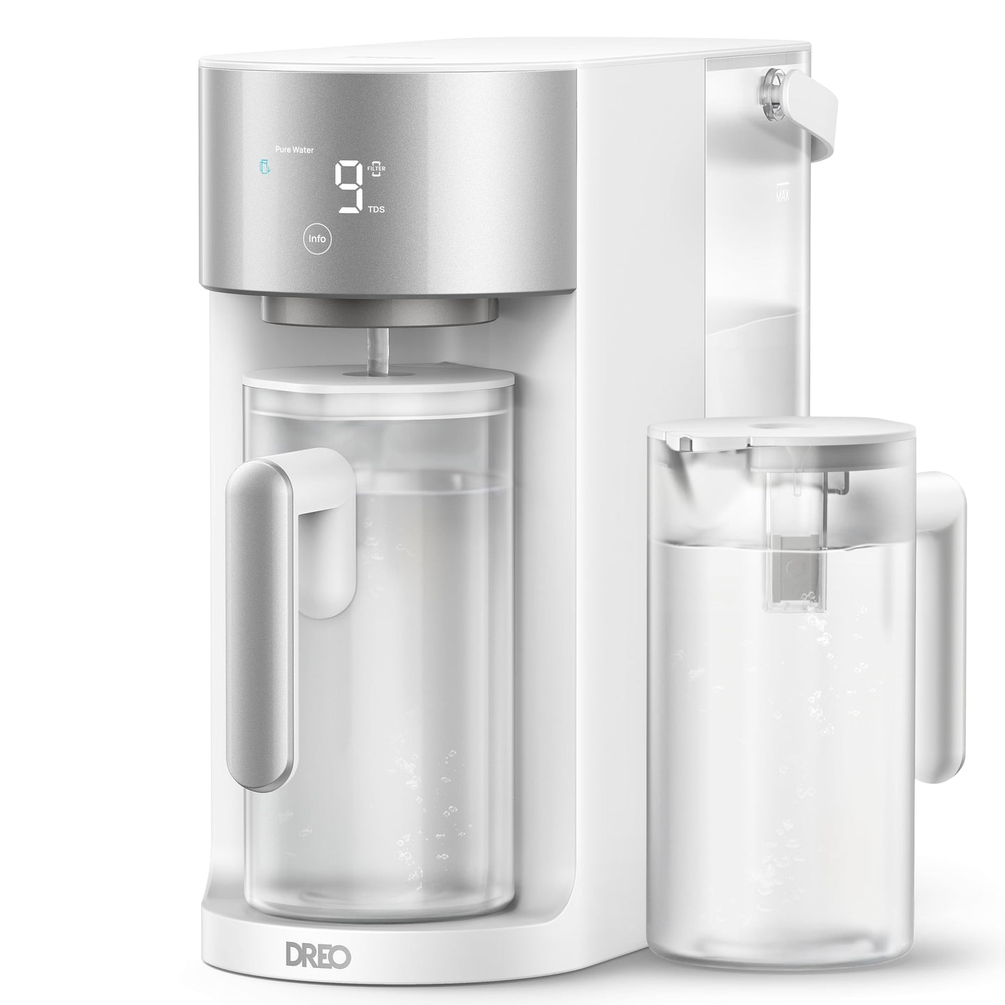 DREO Reverse Osmosis Water Filter Countertop, RO Filtration System, 3:1 Pure to Drain, TDS & Filter Life & 2 Autofill Pitchers, Self-Cleaning Water Purifier, RO Water Filter