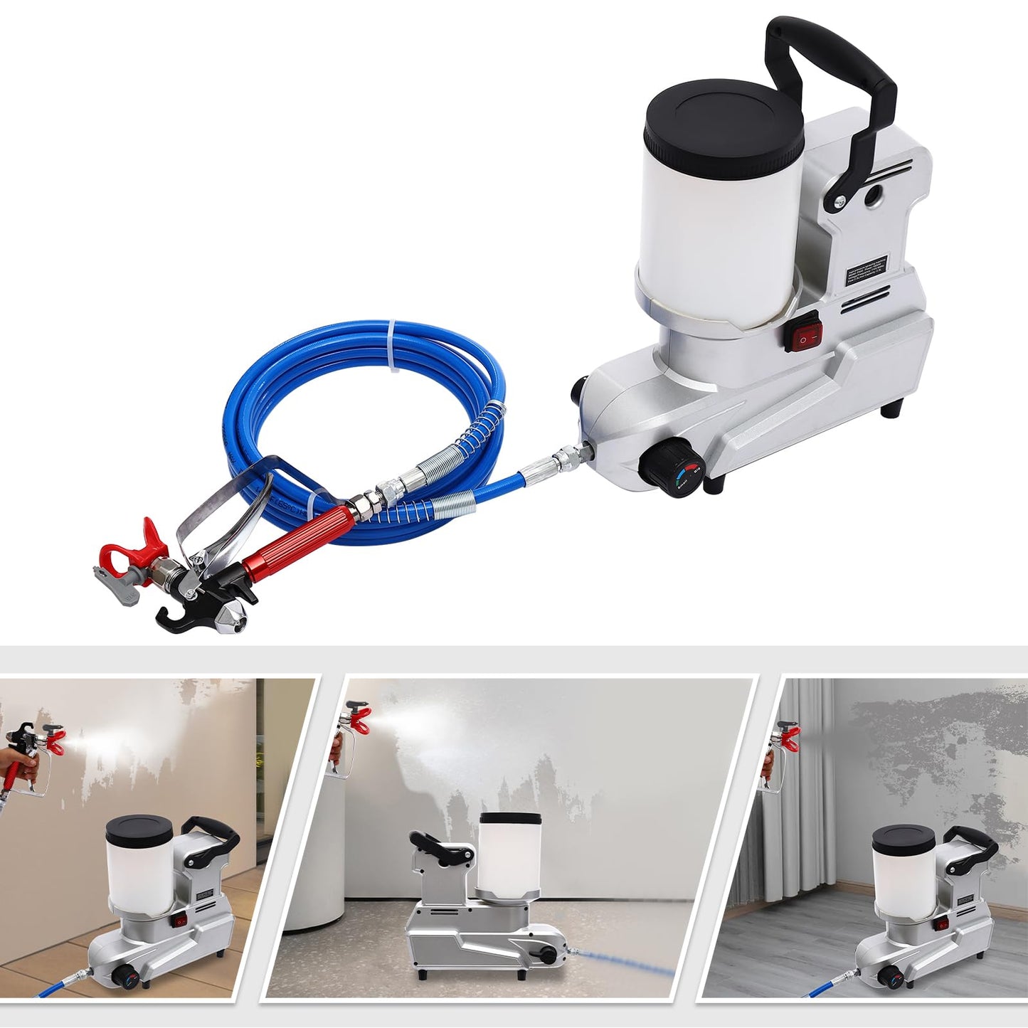 Airless Paint Sprayer,1600W High Pressure Efficiency Airless Stand Sprayer for Home Interior, Exterior, Commercial Use, DIY Handyman-Professional Contractor Grade Spray Paint Machine