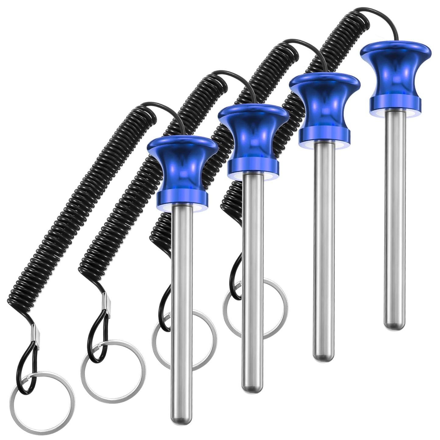 Lasnten 4 Pcs Weight Stack Pin Magnetic Universal Gym Weight Pin 0.4 inch Drop Set with Pull Rope for Plate Apertures Above 10.5 mm Heavy Duty (Blue)