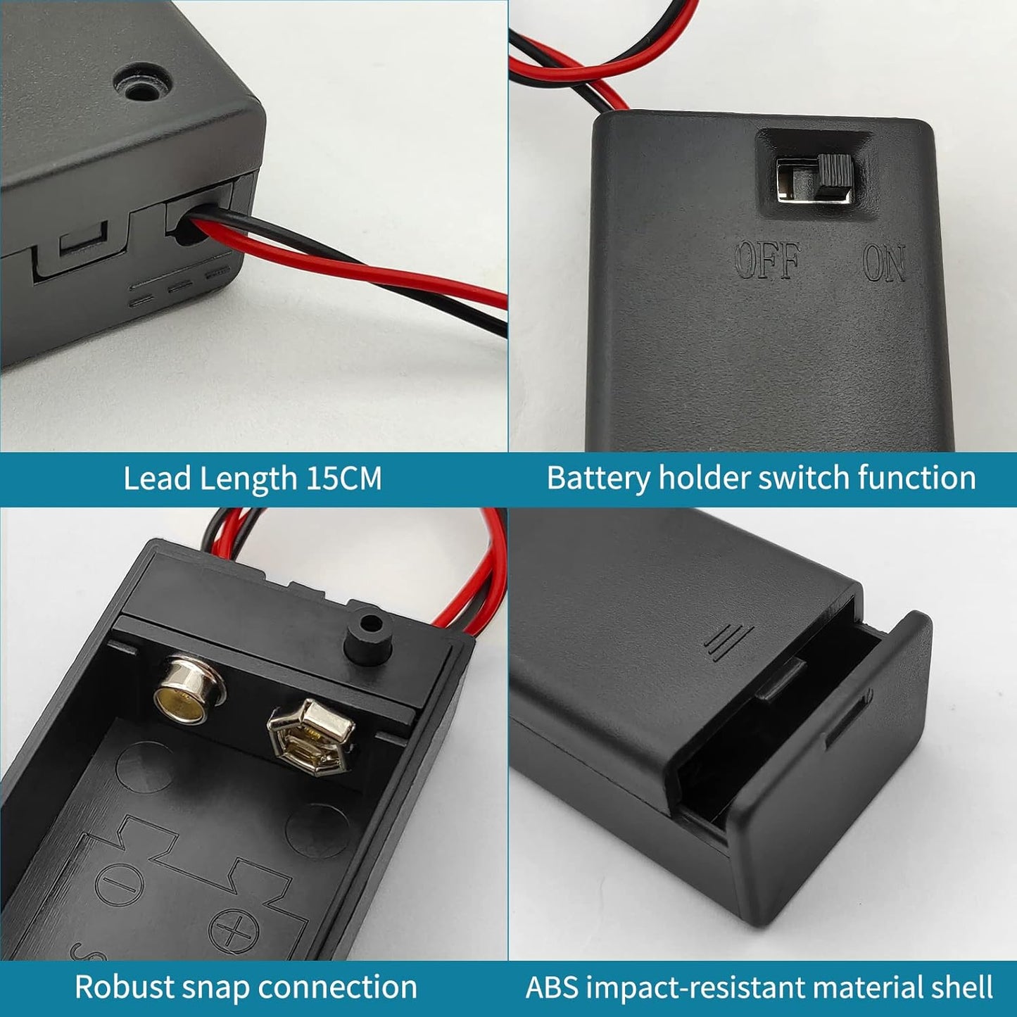 VWEICYY 6PCS 9V Holder,9 9V (6 Pack) Battery Volt Battery Holder with LeadsWidely Used in Student Experiments,LED