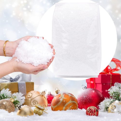 Hatisan 13 Ounces Fake Snow Decoration - Artificial Snow for Christmas & Holiday Crafts | Dry Plastic Snowflakes
