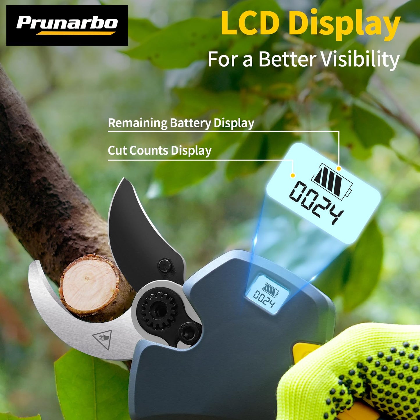Prunarbo 2-in-1 Pole Pruning Shears Cordless, 40mm Electric Pruner with Extension Pole, Dual Battery, Compatible with Makita battery, 14.7FT High Reach Tree Trimmer, No Ladder Needed for Orchard