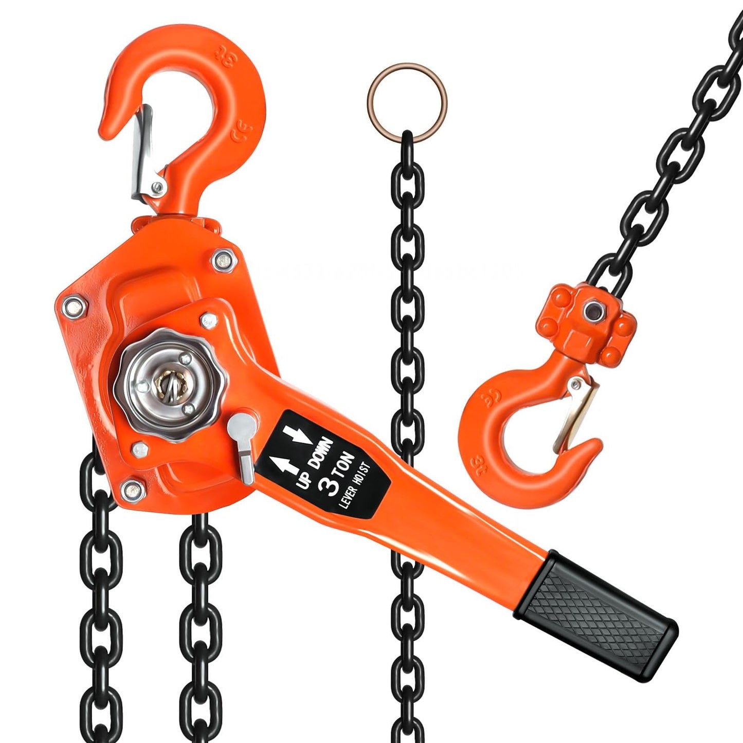 6600lbs Capacity ChainLift, Heavy Duty G80 Steel Lever Hoist with Dual Brake System & 360° Hook, Durable Come Along for Garage and Farm (3Ton20FT)