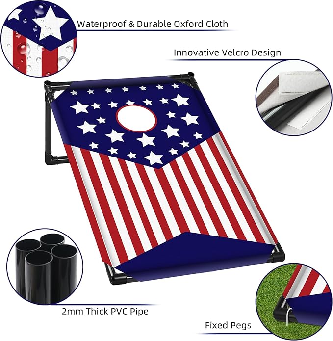 NZQXJXZ 3x2 ft Cornhole Board Set with 8 Bean Bags and Carrying Bag, Outdoor Toss Game Set for Kids and Adults, Portable Corn Hole Sets for Beach Lawn Backyard