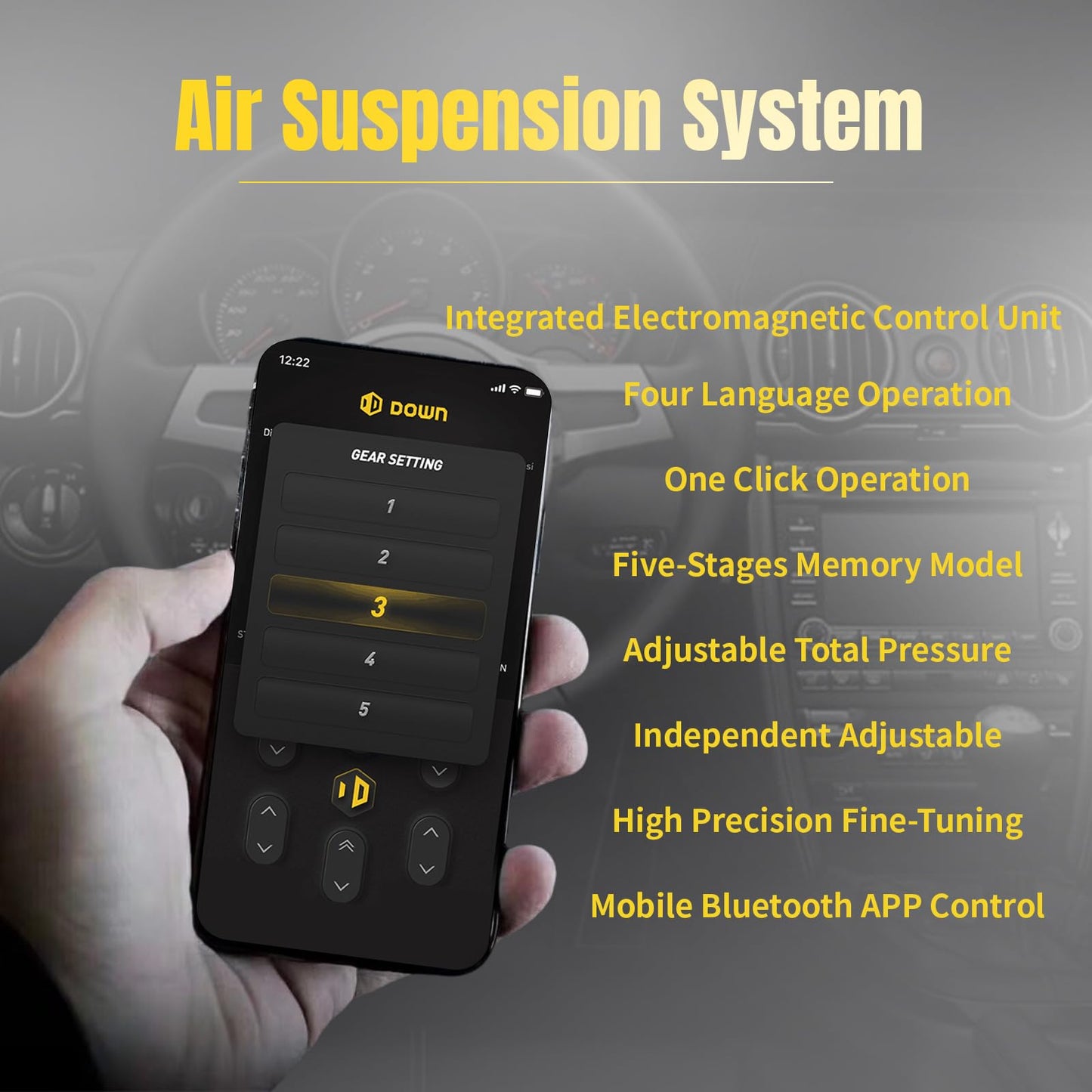 Air Management Top Grade Air Suspension System kit with Airlift Fitting Packs and 6mm vacuum tube, Electronic Controll System/pneumatic/airlift 5 Memory