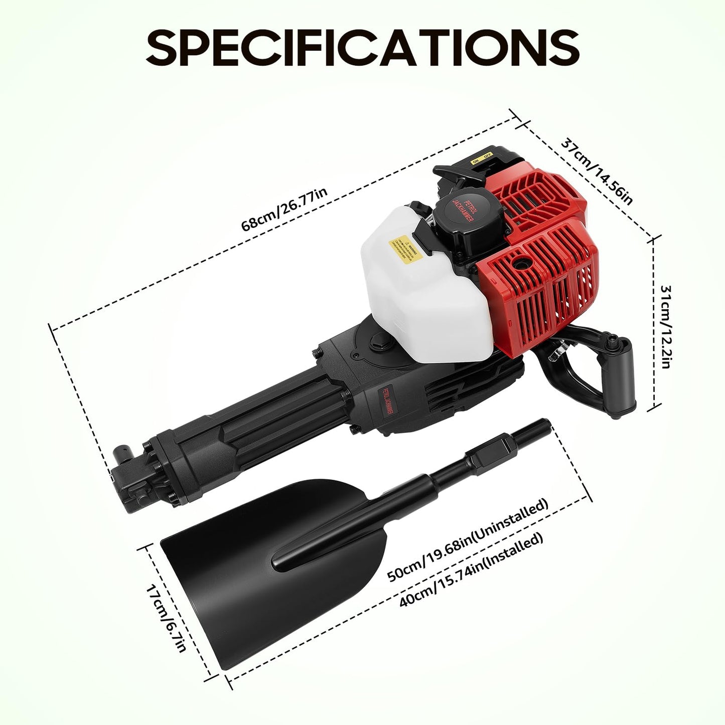 Cbhfmljd 52cc 2 Stroke Portable Tree Digger, Gasoline Excavator Sapling Planting Shovel Rock Portable Drilling Machine,post Hole Digger For Garden Farm And Home Planting Shovel Rock Tool