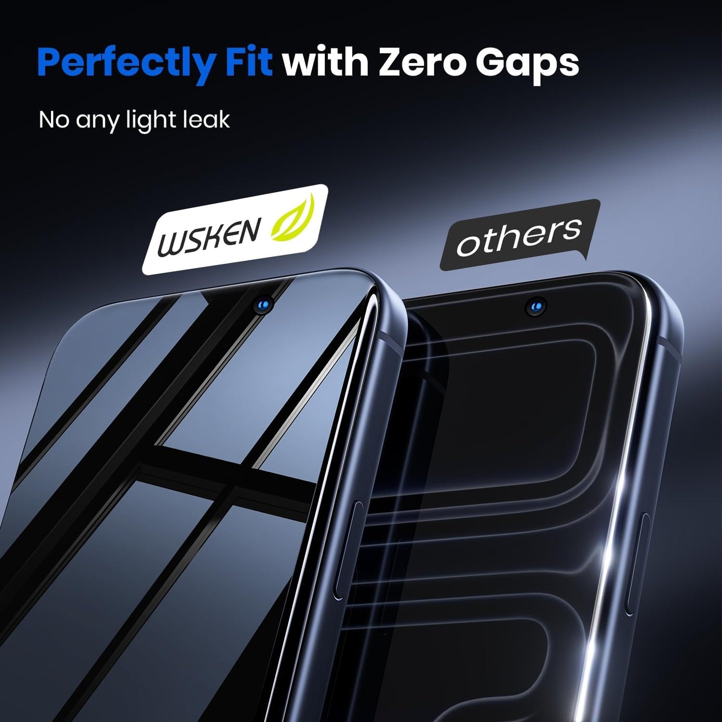 17 24 WSKEN Privacy Screen Protector for iPhone Pro - Full Coverage Tempered Glass, Anti Spy Private Screen, Auto