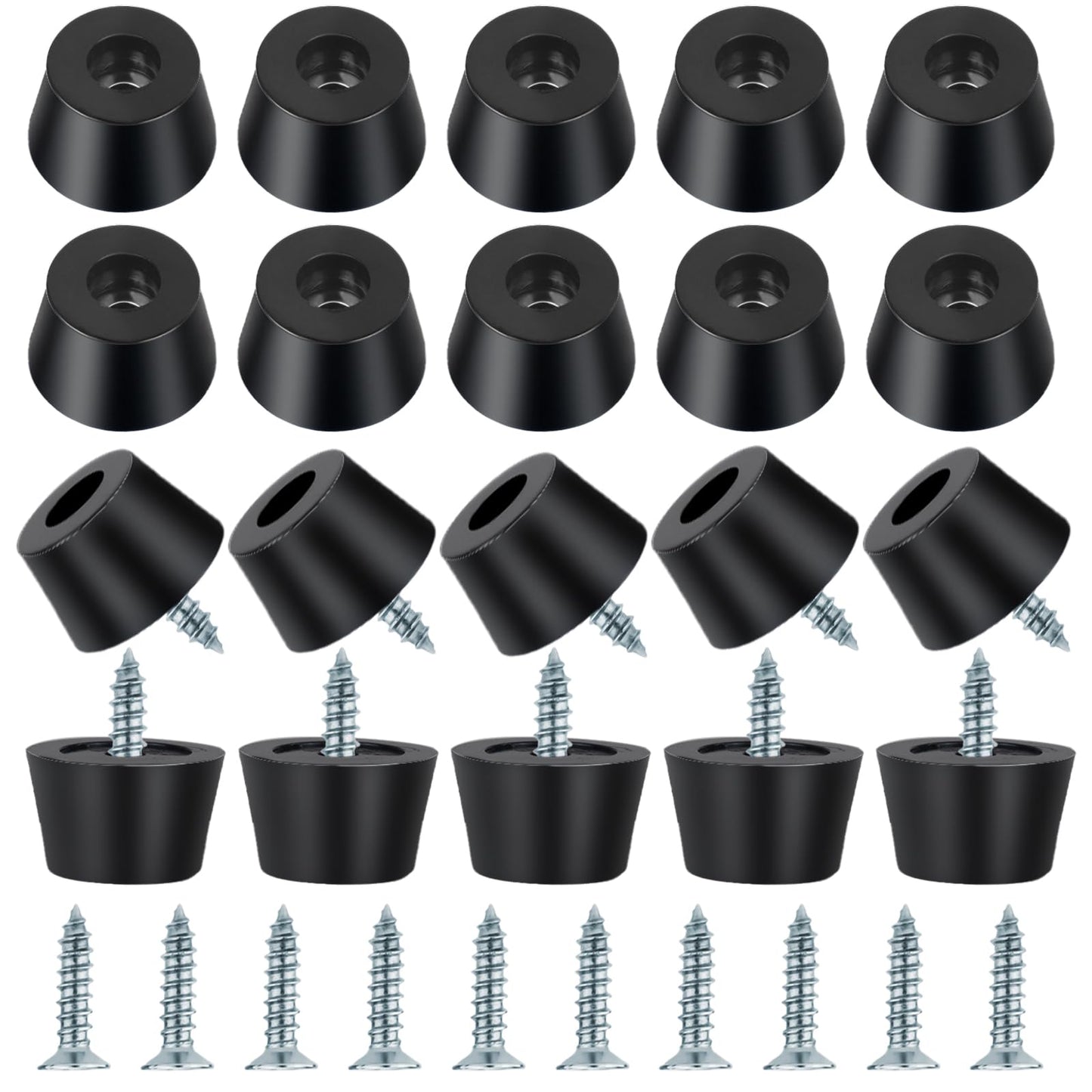 20PCS Rubber Feet for Cutting Board,Rubber Feet with 20 Steel Matching Screws Round Anti Slip Rubbers Foot Pad Anti Slip Furniture Pads,Suitable for Furniture Electronic Equipment Kitchen(Black)