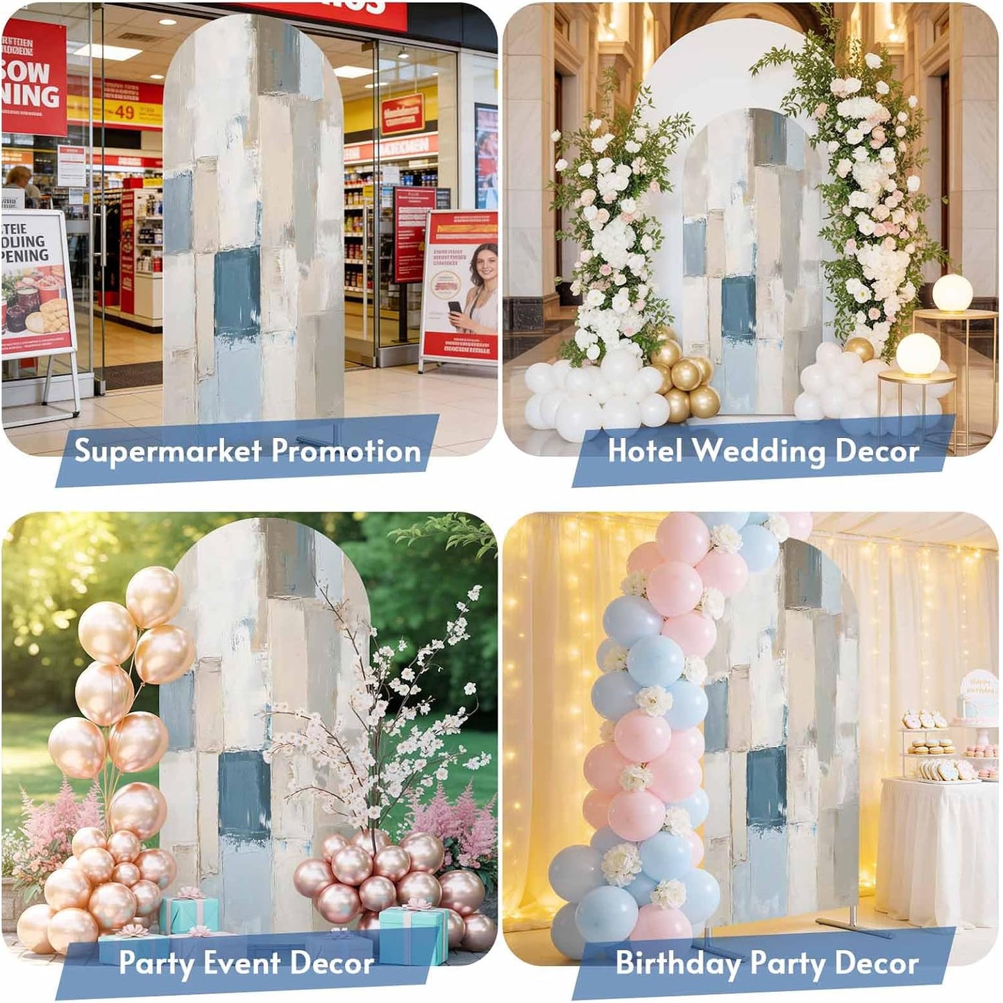 Jnbasdffb 6.6 Modern Geometric Wedding Arch Cover, Stretchy Spandex Arch Backdrop Stand Covers FT, Abstract Oil