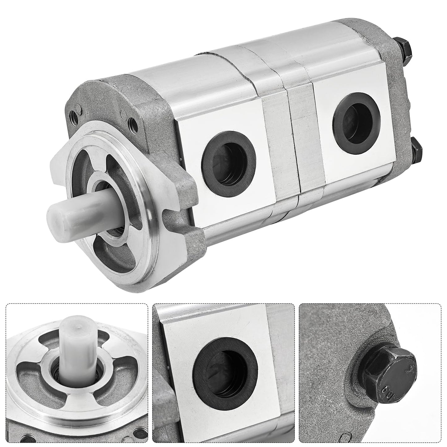 NEW HGP‑33A‑F4/4R Hydraulic Gear Pump Shaft 15.87mm 5/8" 25MPa 1800RPM Hydraulic Tandem Double Gear Pump Keyed Shaft for Mini Excavator Lifting Agricultural Machinery Inlet 3/4" Outlet 1/2"