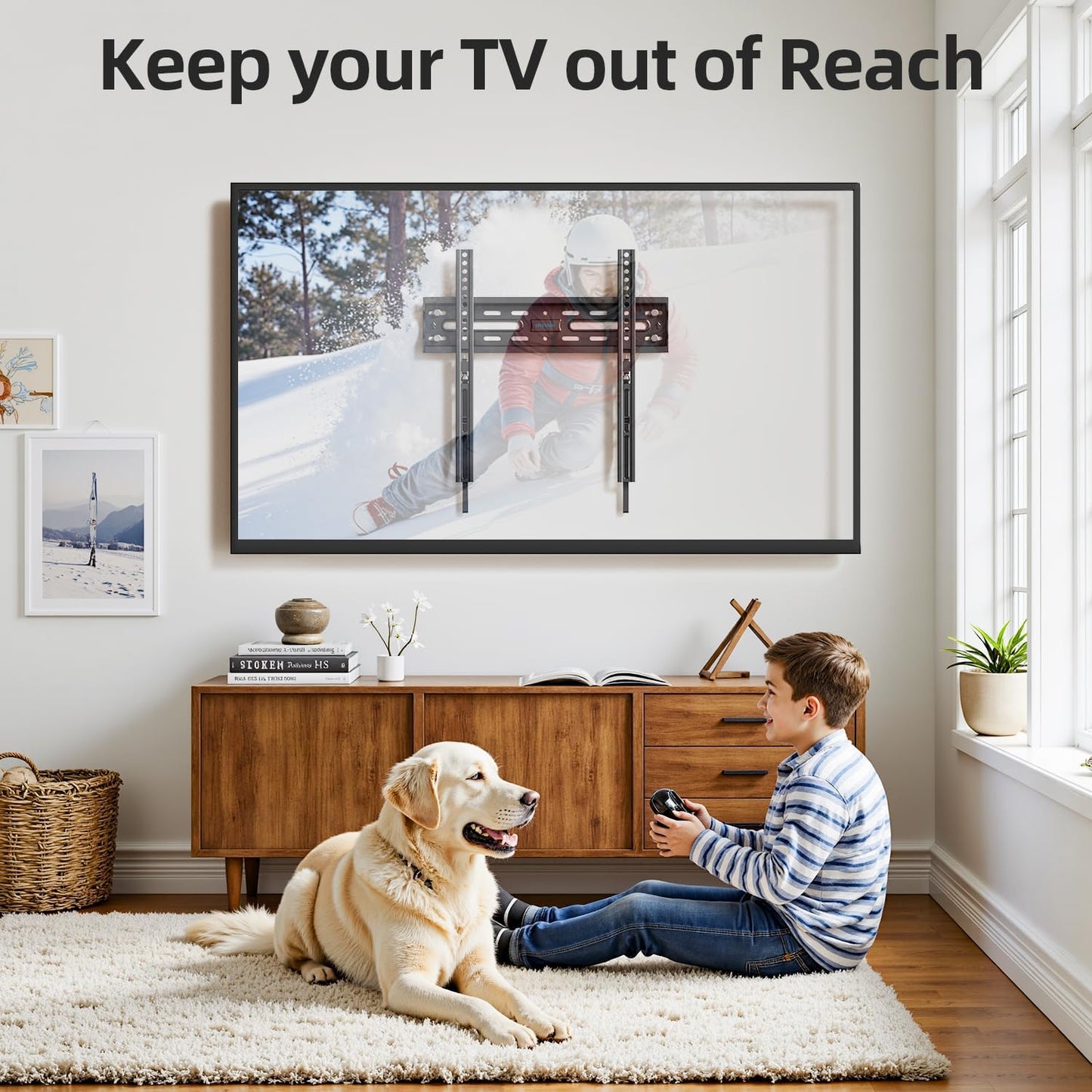 USX STAR Fixed TV Wall Mount - Ultra Slim Design for 26-60 Inch Screens | Quick Release Lock, Max VESA 400x400mm, Supports 99 lbs