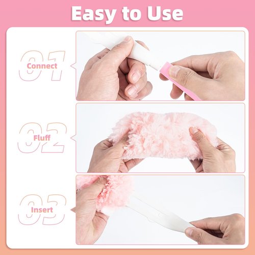 Nicemiya 30 Count Pink Duster Refills Compatible with Swiffer Handle, 360° Multi-Surface Duster Refills with 1 Handle, 5X Microfibers Disposable Dusters for Home, Office Cleaning