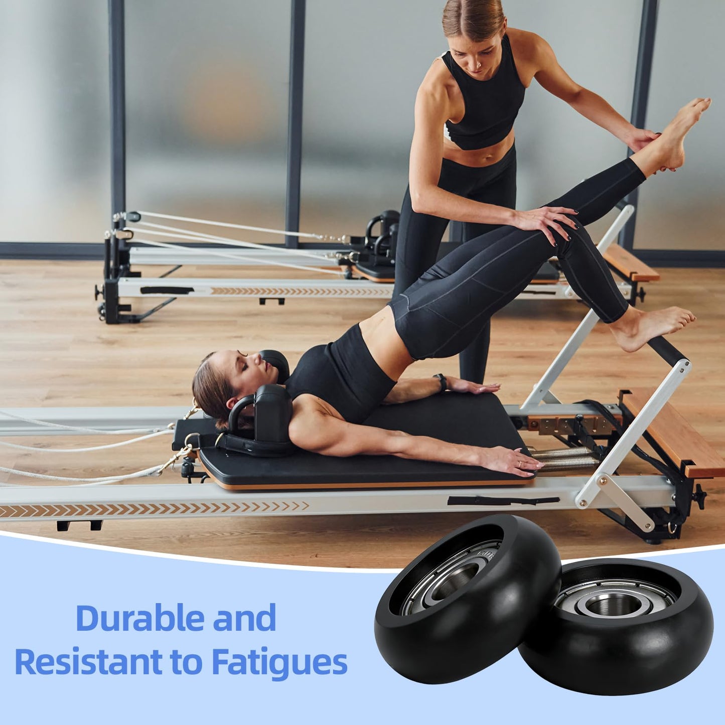 stufool 8 Pcs Pilates Reformer Machine Wheels Compatible with Aero Pilates Reformer, Pilates Machine Wheels, Smooth and Quiet Glide, Easy to Install