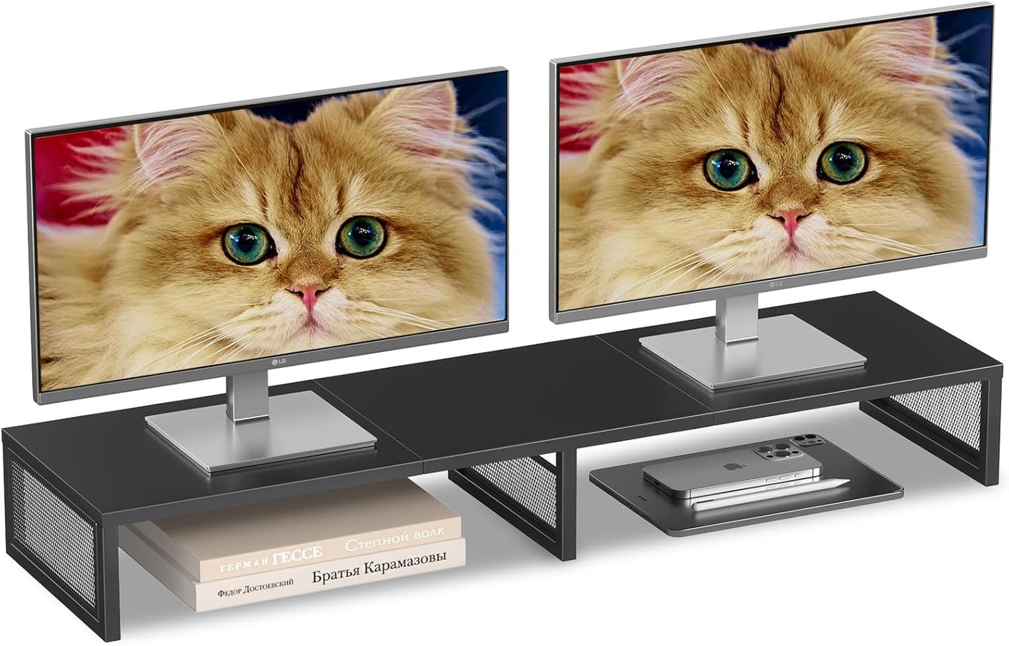 Dual Computer Monitor Stand Riser, Desk Organizers and Accessories, Printer & TV Stand, Desk Shelf, Office Desk