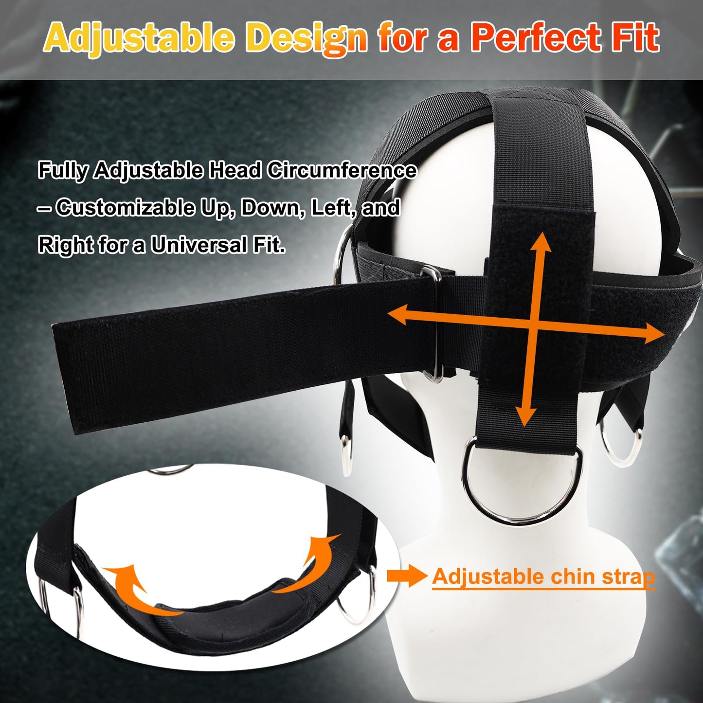 Neck Training Harness with Pulley System – Adjustable Head Strap for Side-to-Side Neck Strength Workout, Heavy-Duty Steel Chain for Weighted Vertical Training, Ideal for Powerlifting & Fitness