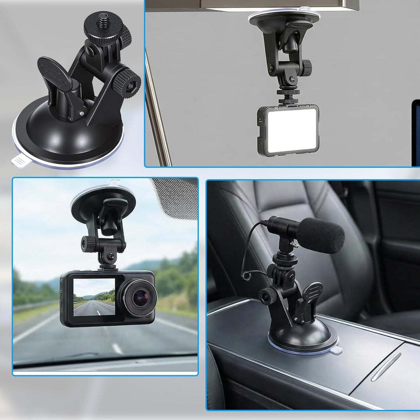 Zelphvt 2 Pack 1/4 Suction Cup Mount Car Camera Mount Dash Cam Suction Cup Mounts with Screw Dash Cam Holder Windshield