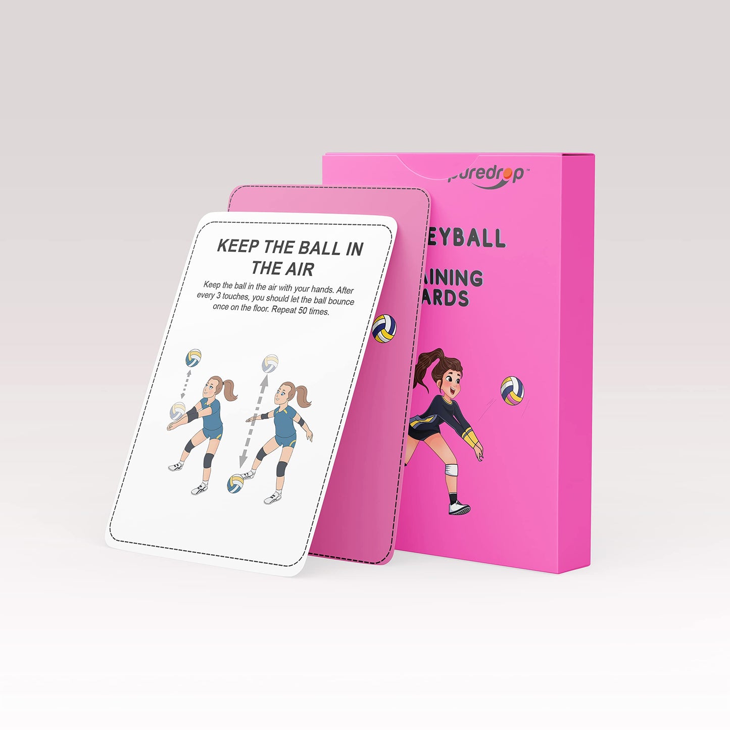Puredrop Volleyball Training Equipment Aid Cards: Great Training Drills for Solo Practice for Volleyball Players. Coach Exercises that Can be Done at Home Set Pass Serve Spike Block Trainer
