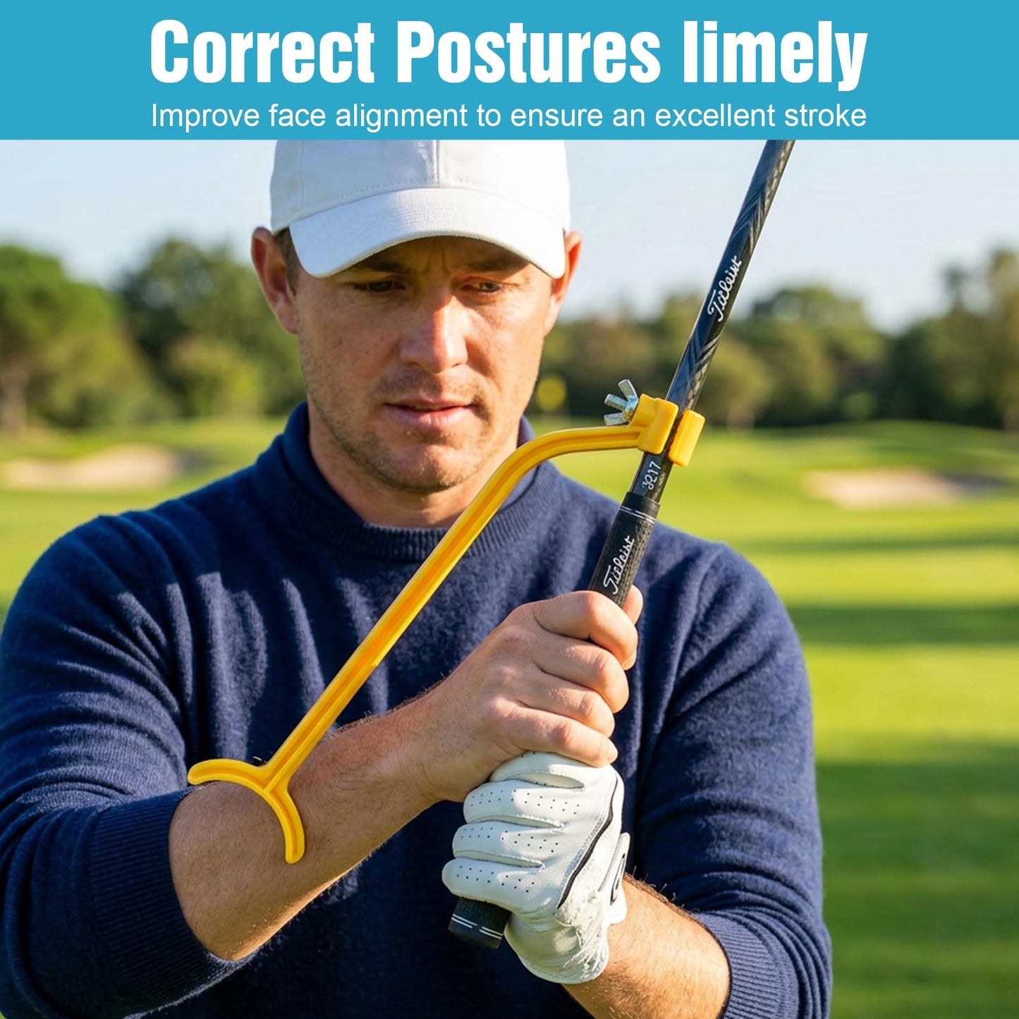 Sorcristy Golf Training Wrist Hinge and Swing Correcting Arm Band, Golf Swing Training Aid for Golfers Beginners Arm Elbow Posture Teaching Accessory for Club Practice
