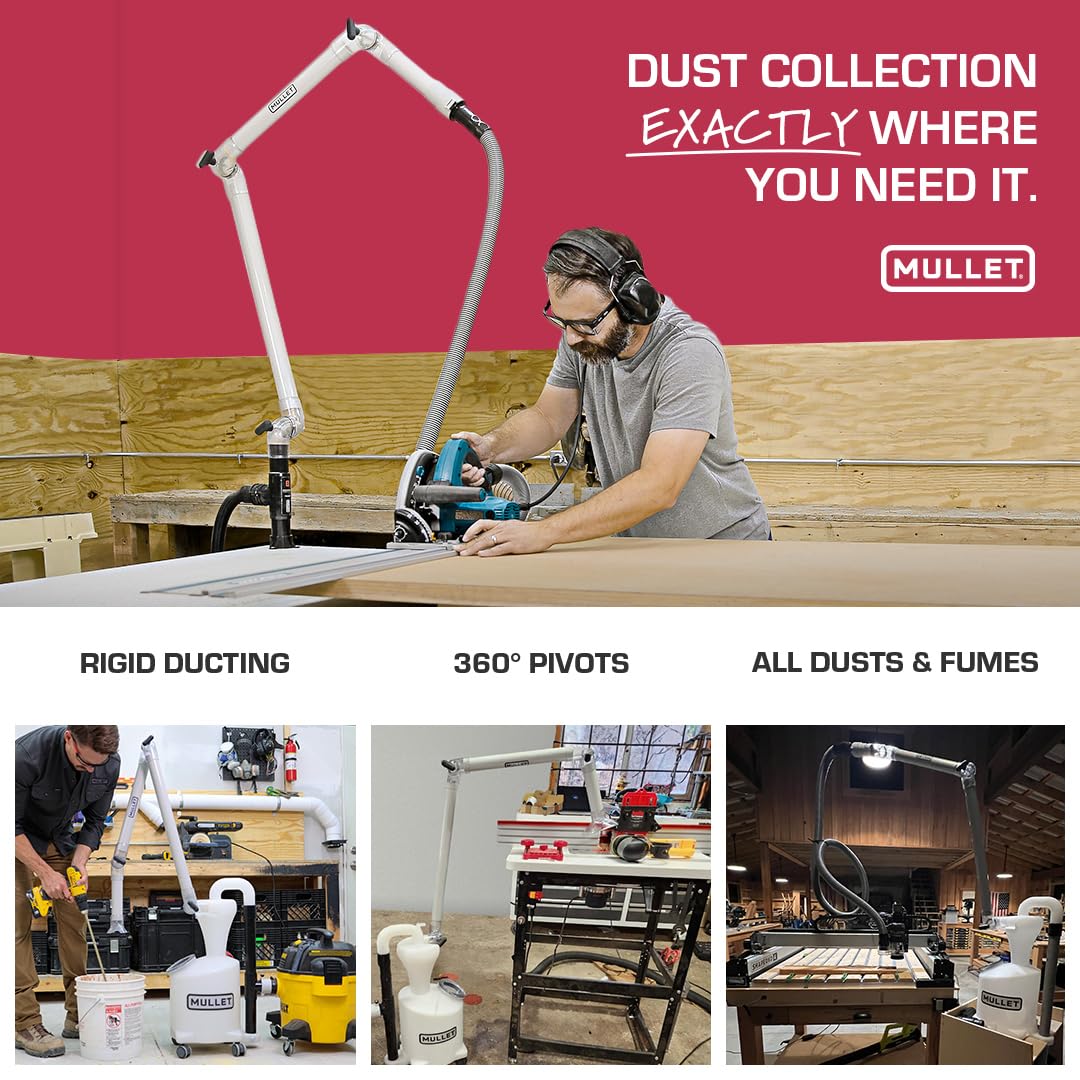 Mullet ThirdHand Dust Collection Boom Arm (Boom Arm + Cyclone)