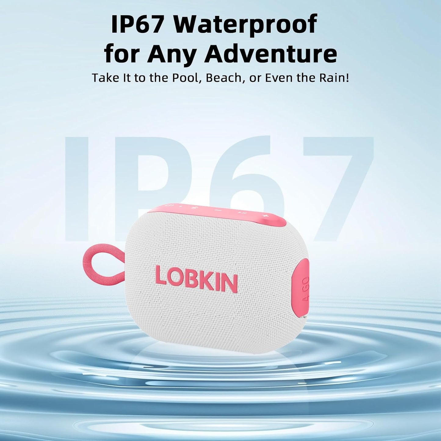 LOBKIN Speaker,IP67 20H 10W 5.4 Portable Bluetooth Waterproof Small Bluetooth Speaker Playtime Loud Sound BT Wireless
