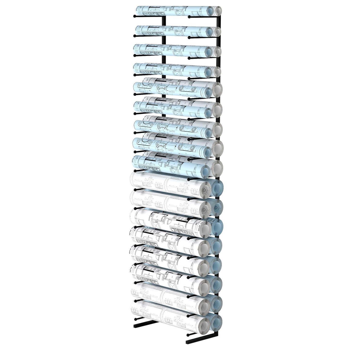 Large Blueprint Storage Rack, Wall Mount Vinyl Roll Storage Rack, Heavy Duty Roll File Holder, Blueprint, Poster, Plans, Gift Wrap, and Map Holder, Art Roll Paper Rack, Wrapping Paper Organizer