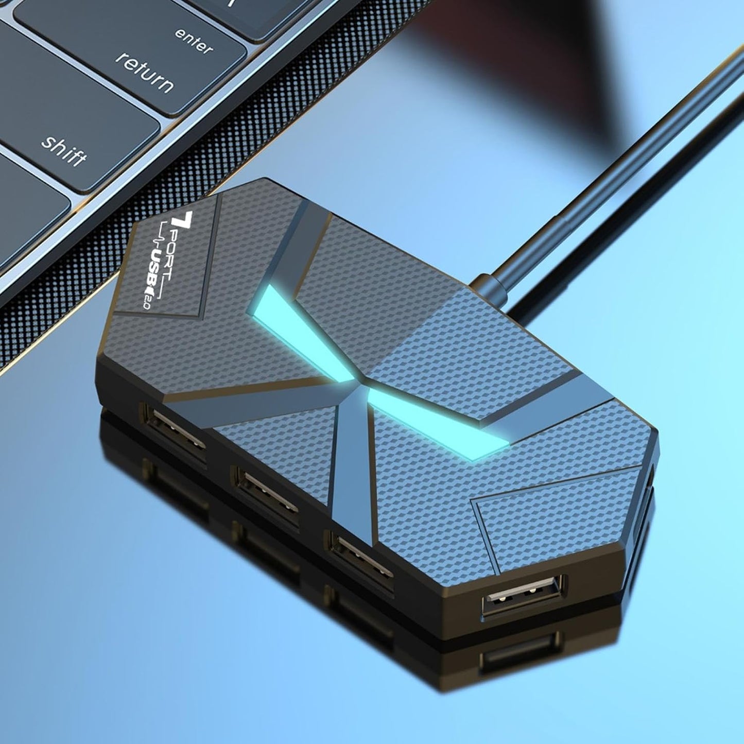 Generic 7xUSB Multi-Function Hub Docking Station with and Type-C Interface, USB Hub with High-Speed Data Transmission
