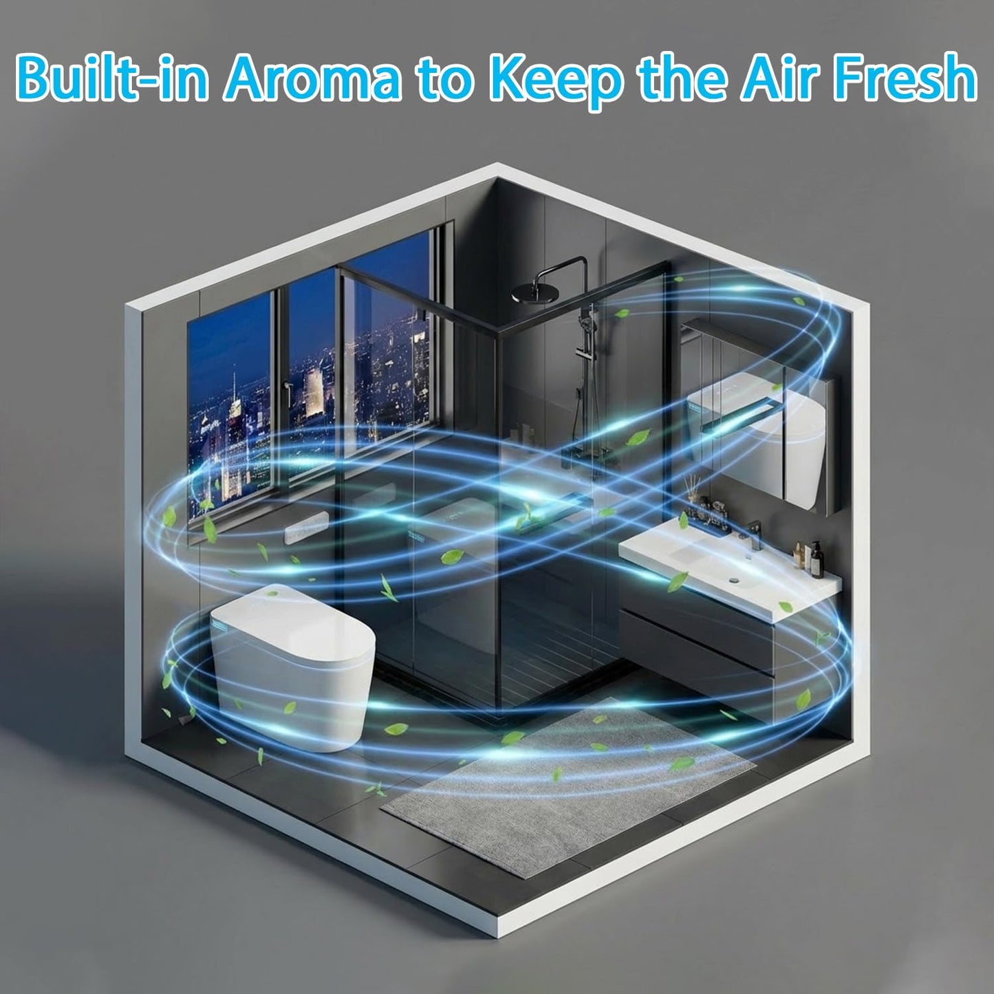 TOTTE Smart Toilet with Bidet Built-in, Auto Open/Close Lid, Auto Power 1000g MaP Flush, 1.28 GPF, One Piece Elongated Toilet with Instant Warm Water & Warm Air Dryer, Built-in Aroma