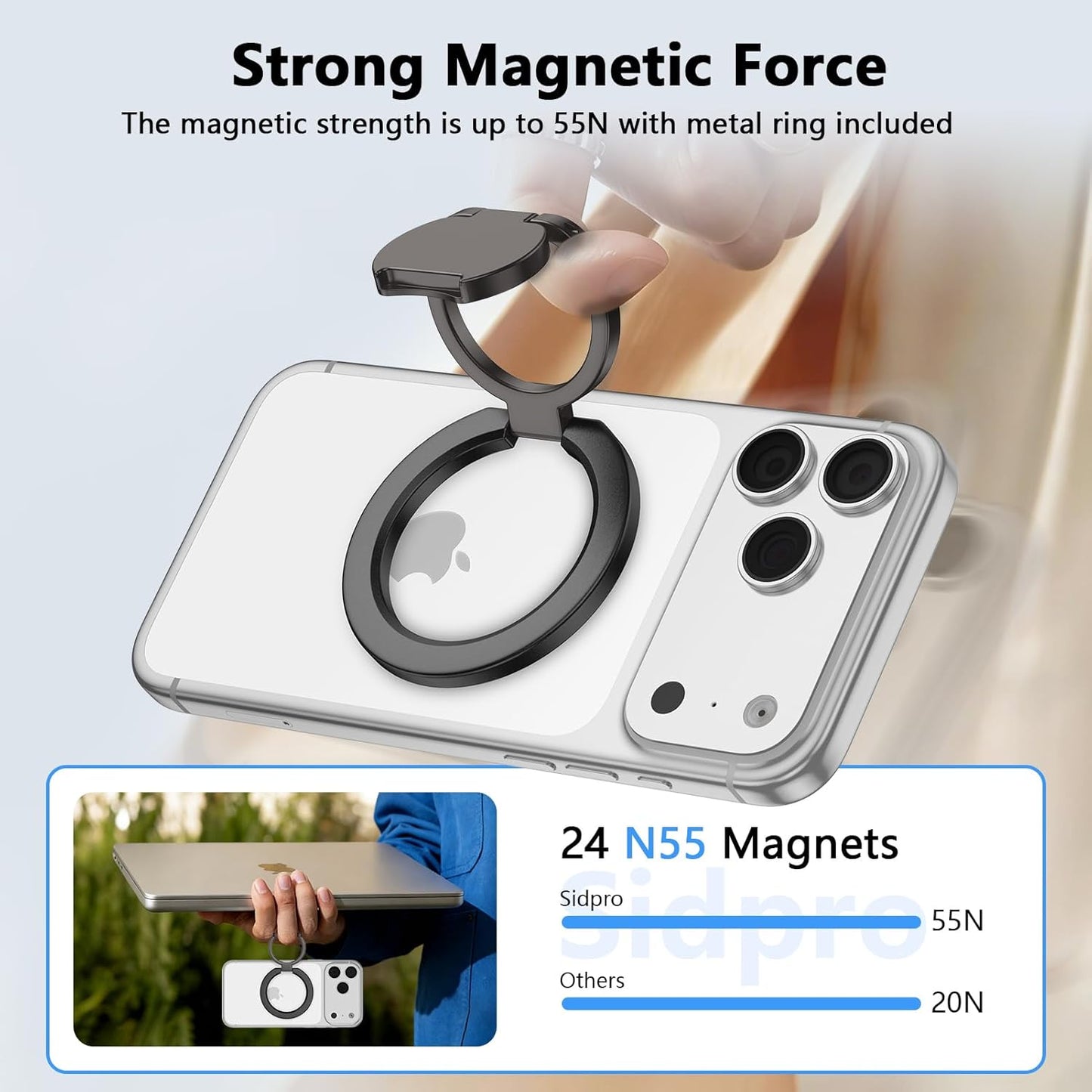 17 16 15 14 13 12 Magnetic Phone Ring Holder for Magsafe, Two-Sided Magnet Gym Finger Ring Kickstand Cell Phone Grip