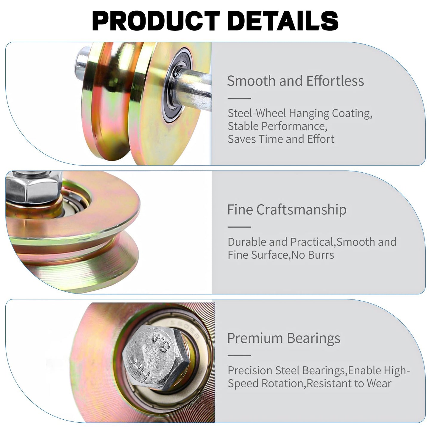 2 pcs 4" Heavy Duty Sliding Gate Rollers Wheels V Groove Slide Wheel, 3300 Lbs Solid 1-3/4" Width Rolling Gate Wheels with Screw & Double Bearings for Industrial Machines Rail