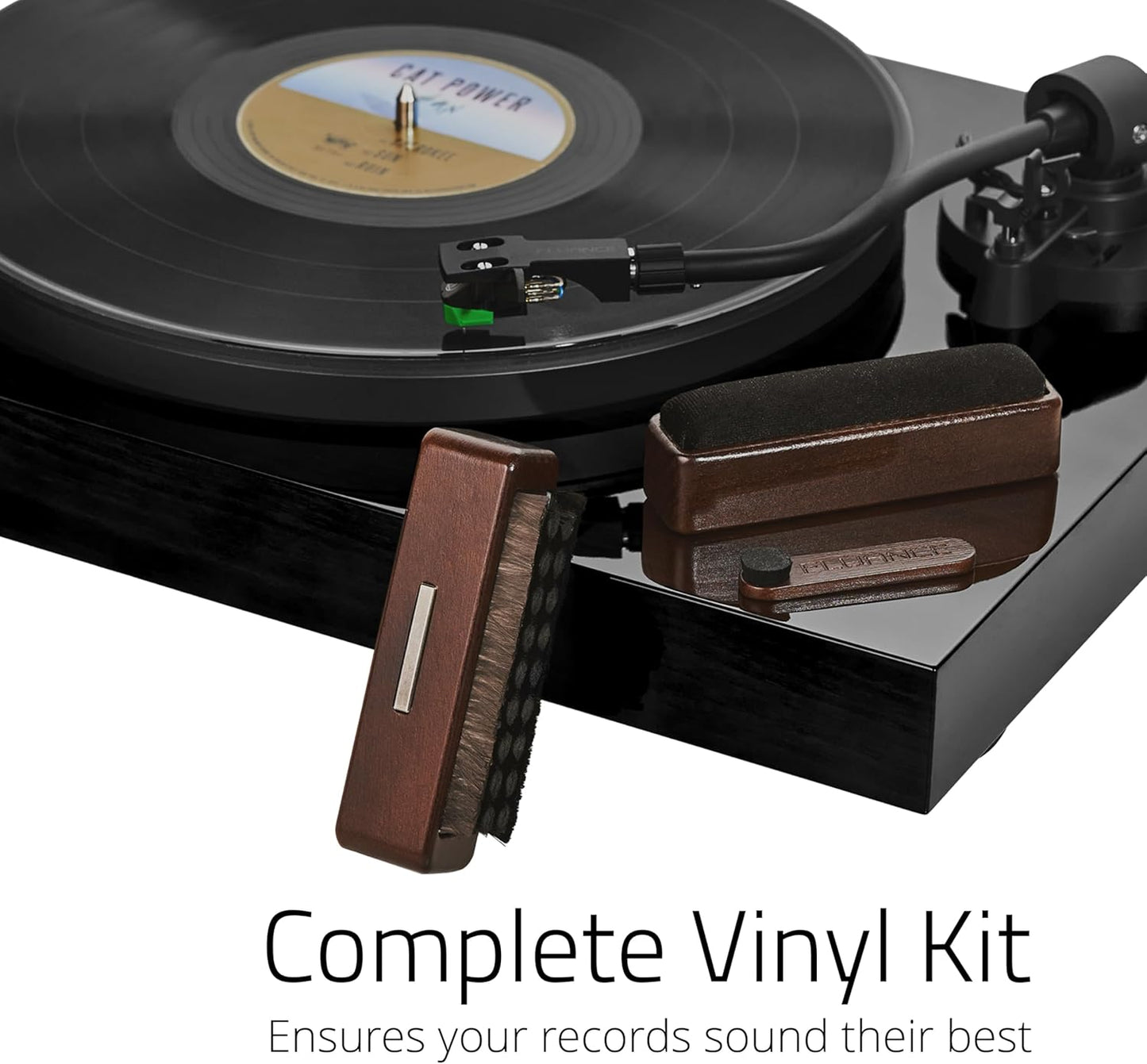 3-in-1 (VB65) Fluance Vinyl Record & Stylus Cleaning Kit with Anti-Static Carbon Fiber Brush, Velvet Brush, Stylus