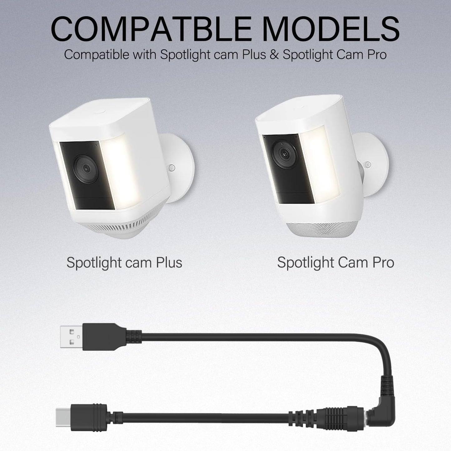 Cordro 13.2FT 3rd Gen/2nd Charger Cable Power Adapter Compatible with Ring Stick Up Cam Battery/Plug-in Gen & Ring Pan