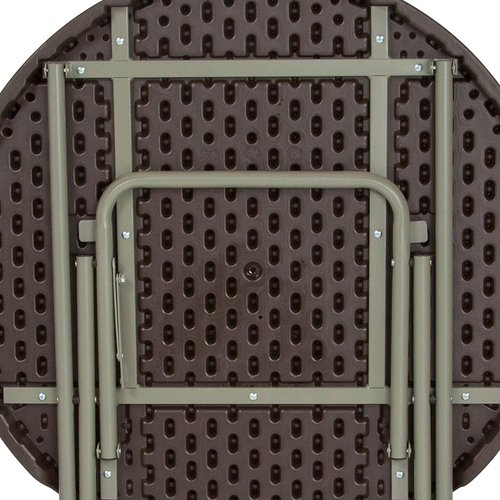 Flash Furniture Trellis Commercial Grade 2.6-Foot Round Brown Rattan Plastic Folding Table
