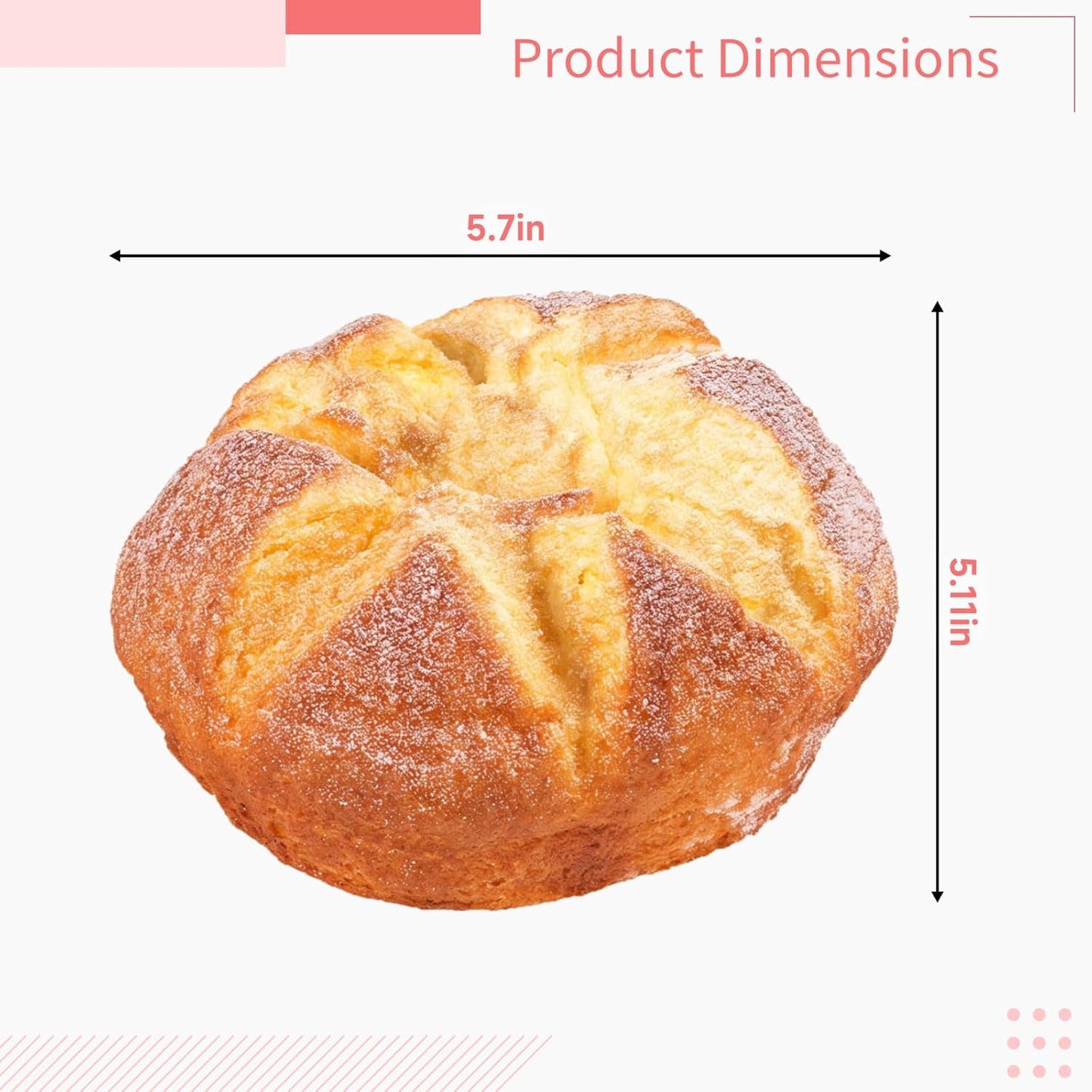 Calolin 5.7 5.1 3.1 Inches Artificial Loaf Bread, x x Fake Bread Loaf, Simulation Food PU Fake Loaves for Shop Display