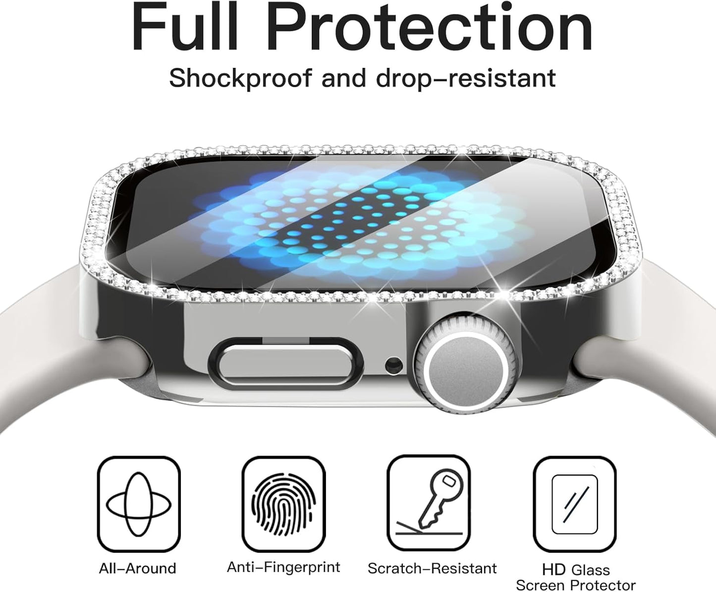 11/10 42mm, 2 Pack JETech Bling Diamond Case with Screen Protector for Apple Watch Series Overall Protective Cover
