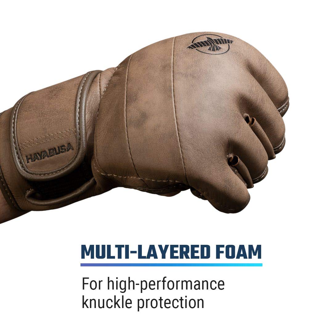 Hayabusa T3 LX Leather 4oz MMA Fight Gloves for Men & Women - Brown, Large