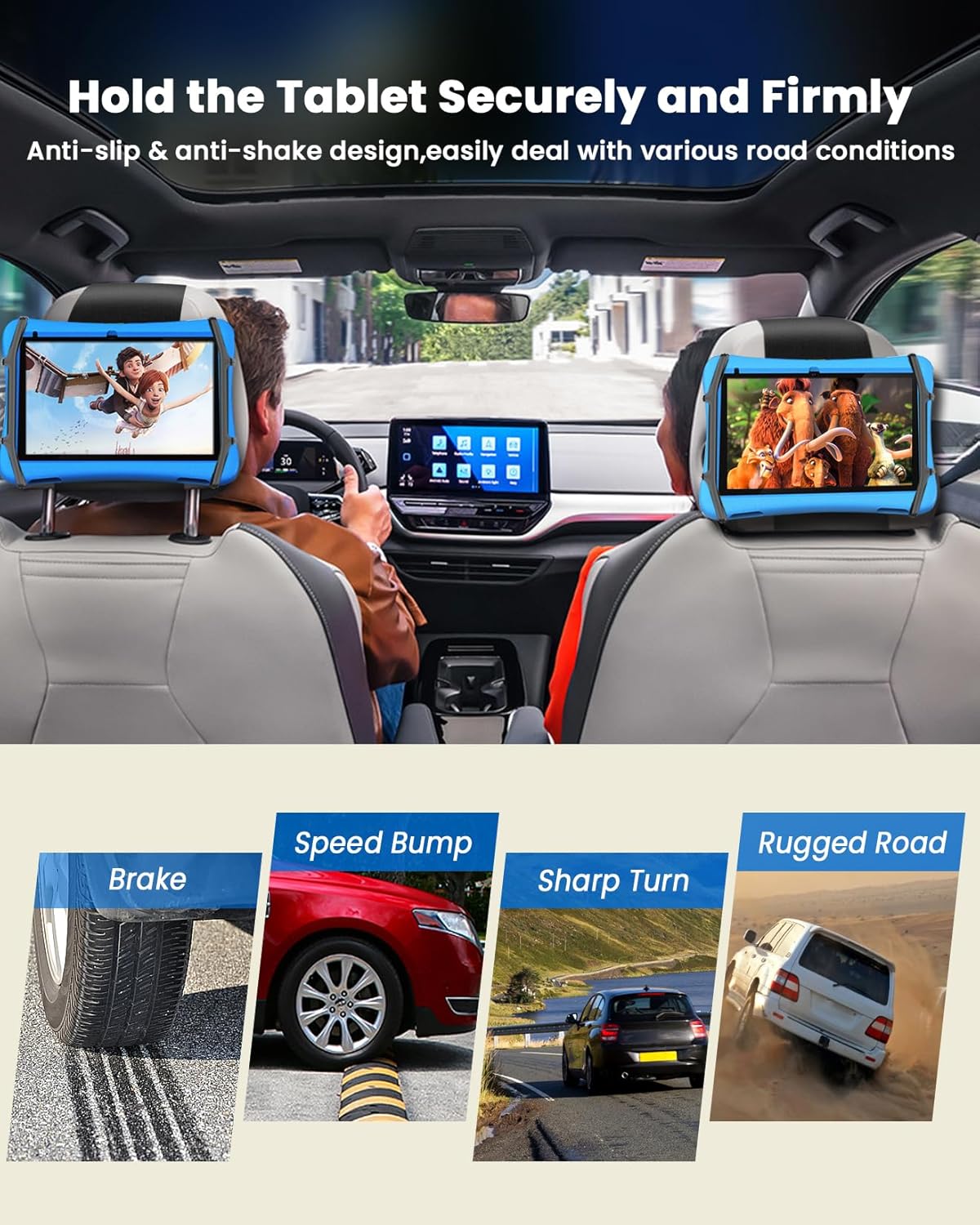 WONNIE 7-12.9'' Tablet Holder for Car, Upgraded iPad Holder for Car Mount Headrest, iPad Mount Back Seat for Kids