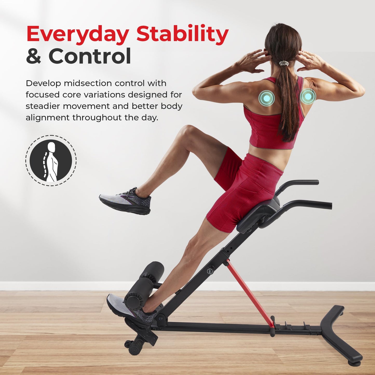 Sunny Health & Fitness Hyperextension Roman Chair with Dip Station - SF-BH620062, Black