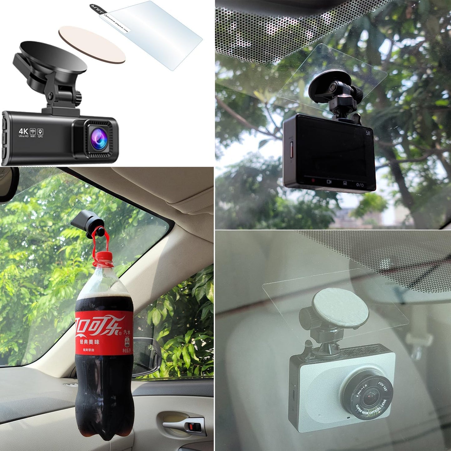 10Pcs Heavy Duty Dash Cam Sticky Pads and Windshield Electrostatic Film,Heat Resistant Double Sided Sticky Tape for GPS