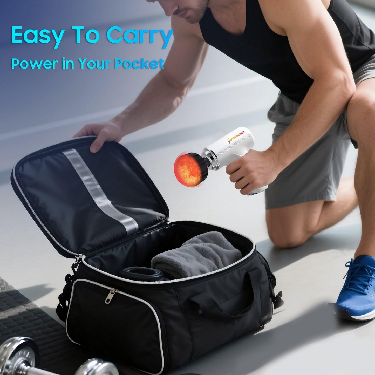 JOYSUWERUN Massage Gun with Heat – Powerful Deep Tissue Massager, Handheld Mini Massage Gun for Full-Body Muscle Relief, Portable Muscle Massager for Home,Travel,