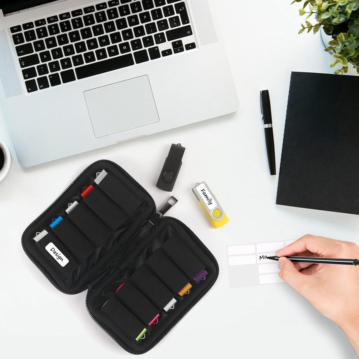 MECHEER 10 12 Flash Drive Case USB Storage Case Slots, Portable Thumb Drive USB Holder, Tech Organizer Travel