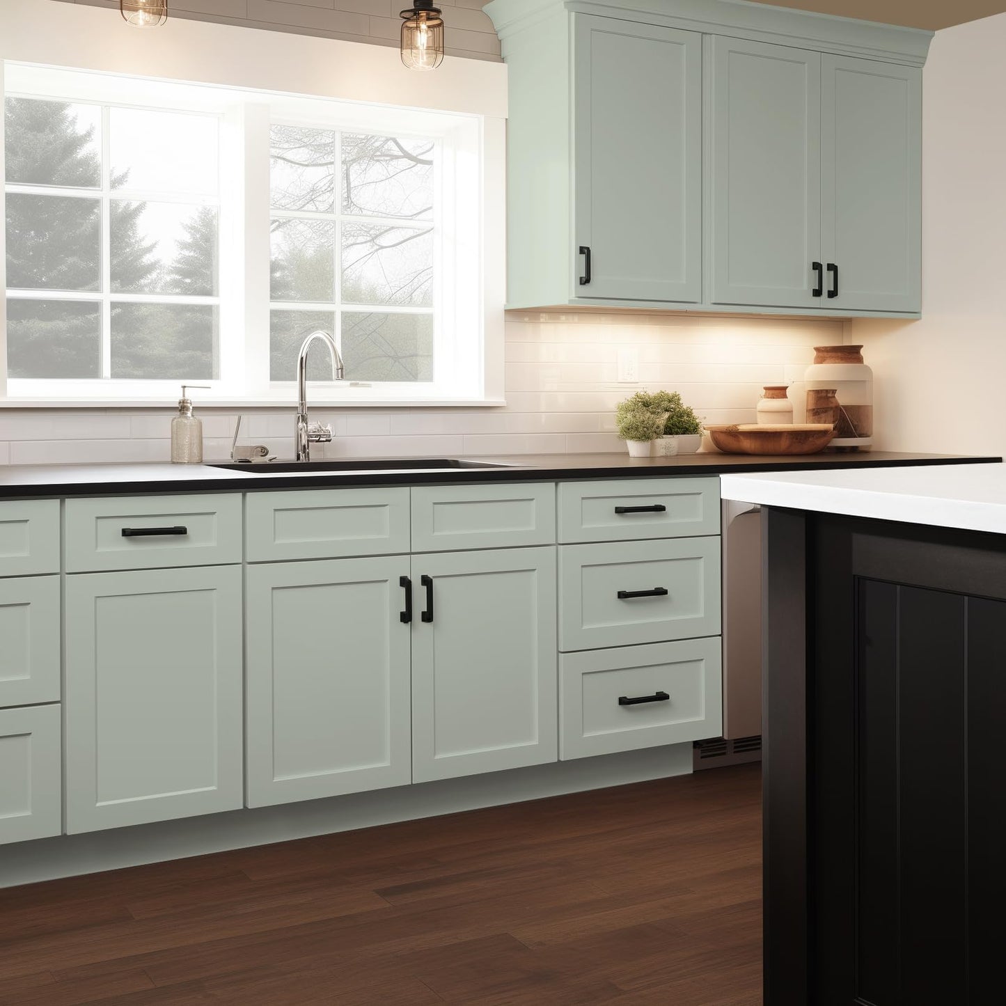 HCIOAN Solid Wood Frame Shaker Style RTA Sink Base Cabinet - 2 Doors, 1 False Drawer for Kitchen, Bathroom Vanity, Office Washroom (SK-Jade Green, 39" W x 24" D x 34.5" H)