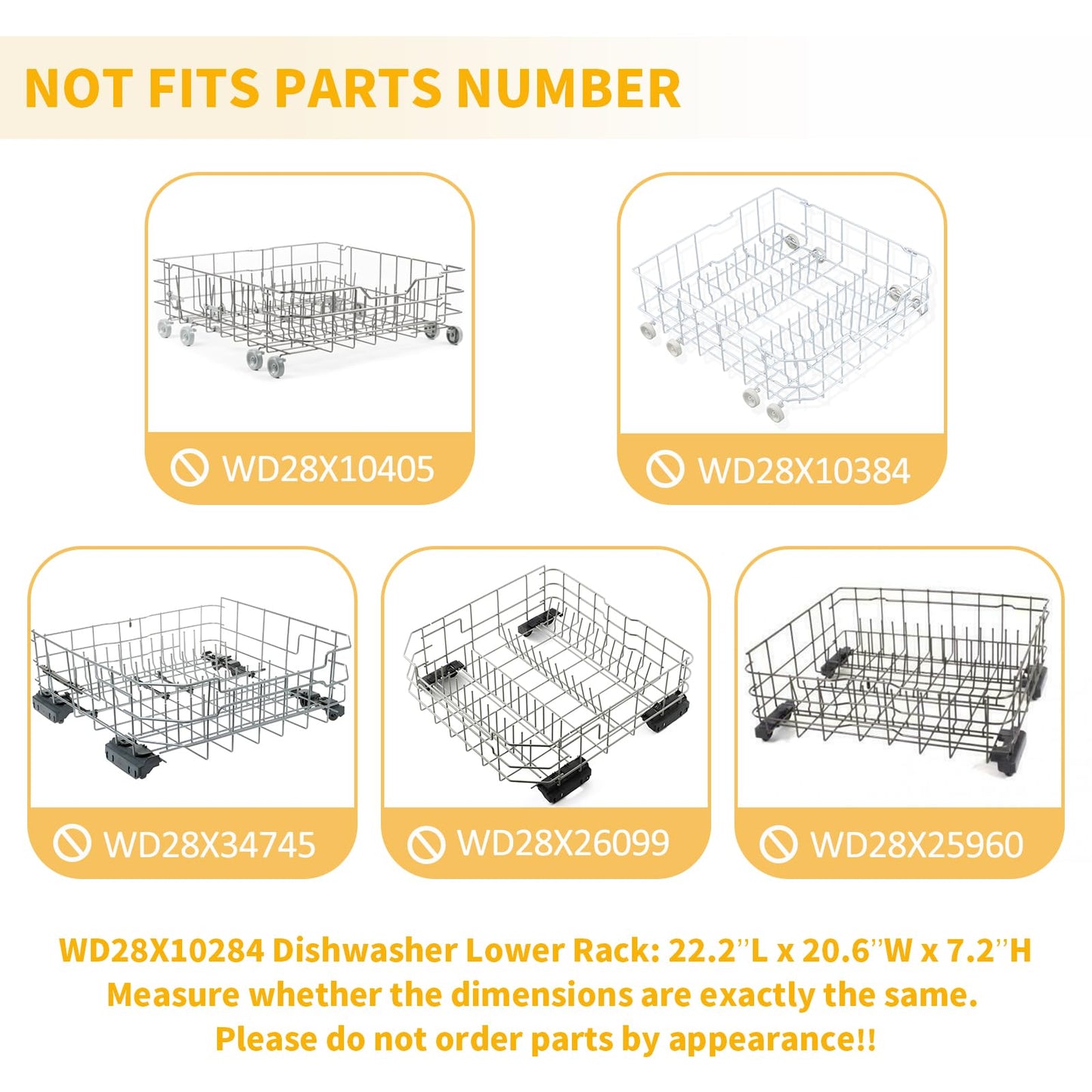 Allstare WD28X31819 WD28X10284 Dishwasher Lower Rack Replacement Parts for GE Dishwasher Parts Lower Dishrack Assembly with Wheels ADW1100N10WW GSD2100V55BB GE Dishwasher Bottom Rack