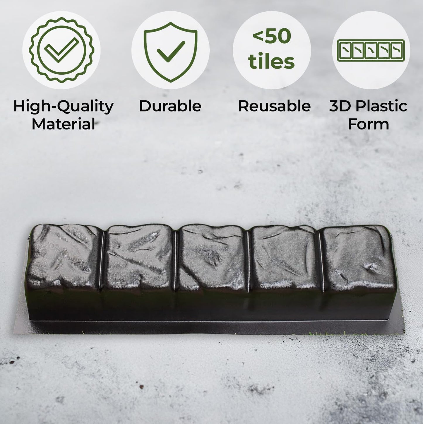 BETONEX 2 pcs 23.34 inch Straight Edge Stone Concrete Mold Plastic ABS 2mm Cement Molds - Concrete Edging Molds - Landscape Edging Mold Precast Casting Log Stone Border Stampcrete Concrete Mold
